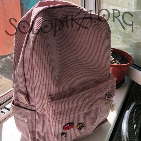Тканинний рюкзак жіночий вельветовий - рожевий 