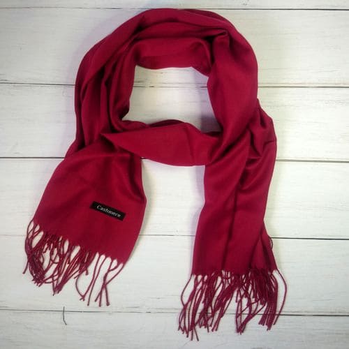 Женский шарфик палантин, длинный кашемировый платок - красный 190x70 см