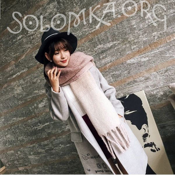 Осенне-зимний большой женский шарф одеяло из шерсти 235x50 см