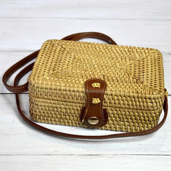  Квадратна сумочка з ротангу, плетена в стилі Вінтаж Ретро 
