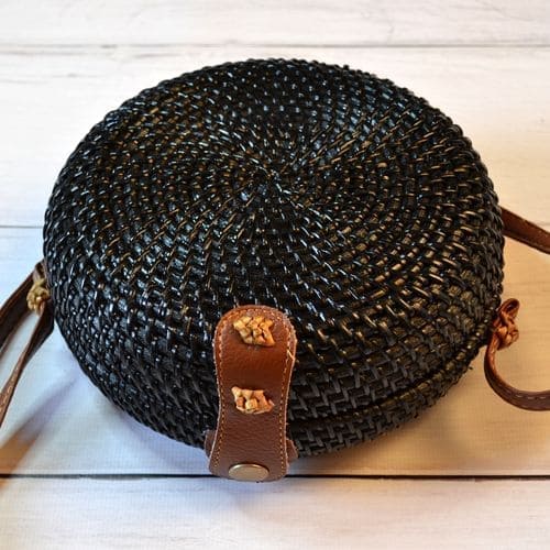  Літня плетена з лози ротанга сумка чорна 