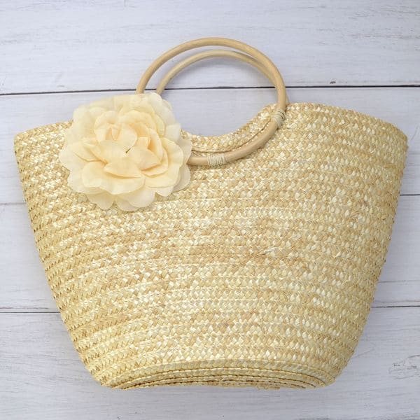 Женская соломенная сумка с цветком, летняя плетеная сумка 40x28 см