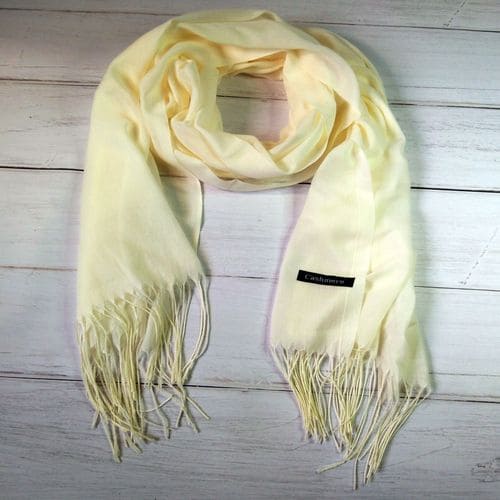 Кашеміровий шарфик шаль з китицями бежевий 