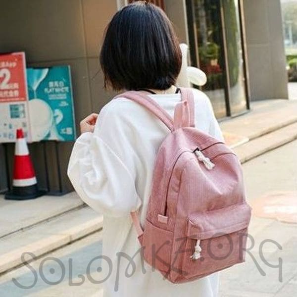 Тканевый рюкзак женский вельветовый - розовый