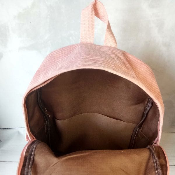 Тканевый рюкзак женский вельветовый - розовый