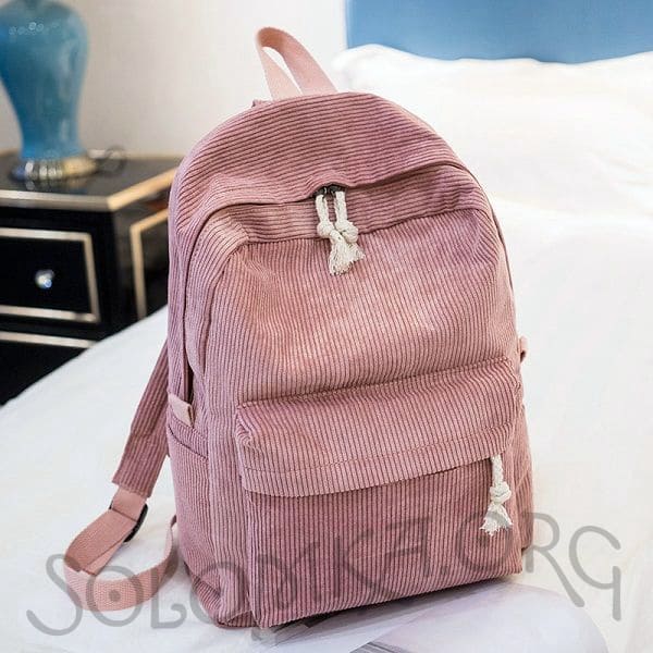 Тканинний рюкзак жіночий вельветовий - рожевий