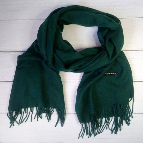 Женский шарф палантин, длинный кашемировый платок - зеленый 190x70 см