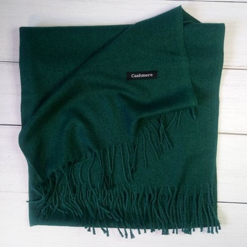 Женский шарф палантин, длинный кашемировый платок - зеленый 190x70 см