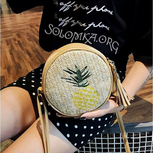 Плетена сумка з вишивкою ананаса