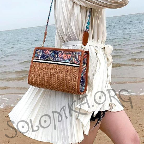 Плетена солом'яна сумка-клатч жіноча 