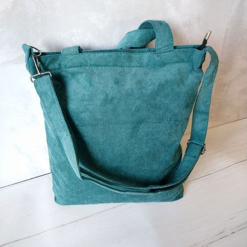 Жіноча вельветова еко сумка на плече з тканини - зелена 