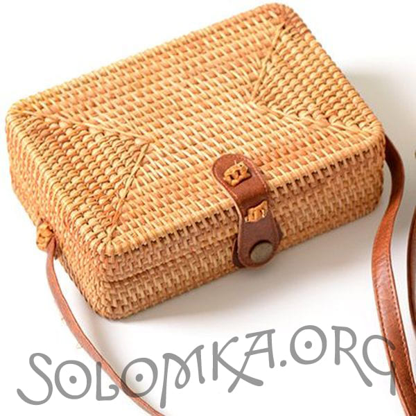 Квадратна сумочка з ротангу, плетена в стилі Вінтаж Ретро 