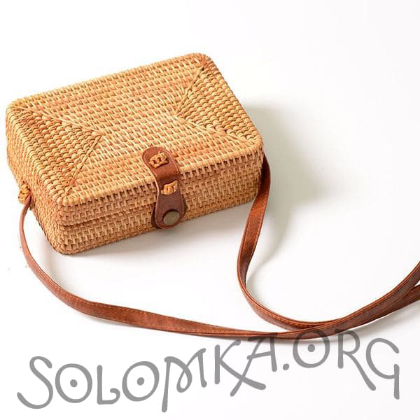 Квадратна сумочка з ротангу, плетена в стилі Вінтаж Ретро 