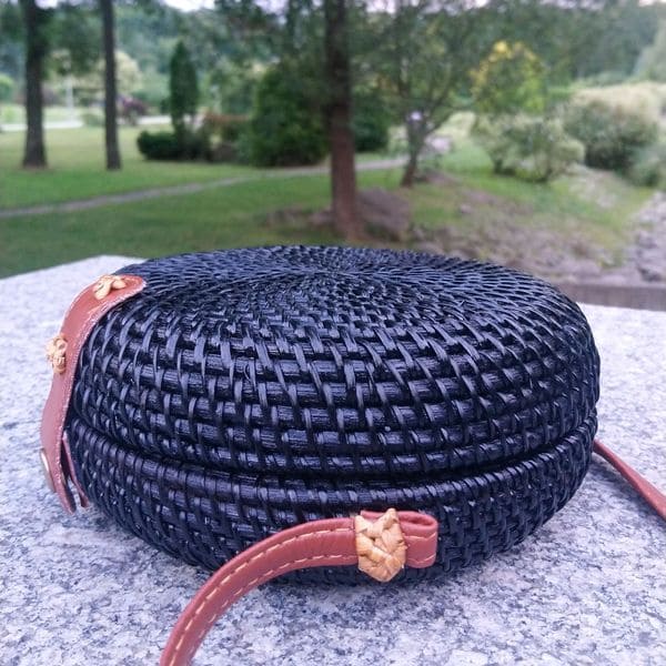 Літня плетена з лози ротанга сумка чорна