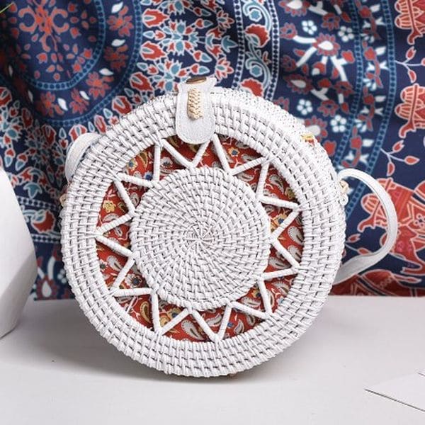 Белая сумка из ротанга с плетеным узором 20x8 см
