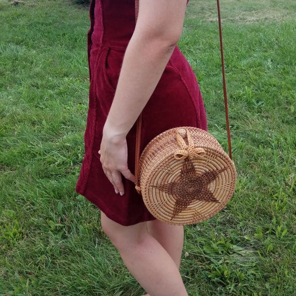 Женская сумка из ротанга с цветком-звездой 2022 20x8 см
