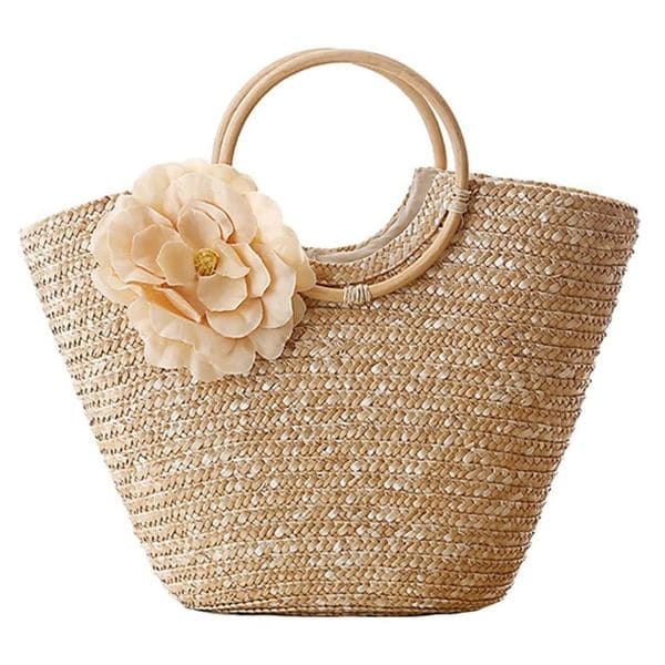 Жіноча солом'яний сумка з квіткою, літня плетена сумка 