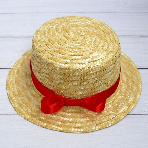 Соломенная шляпа канотье с красной лентой
