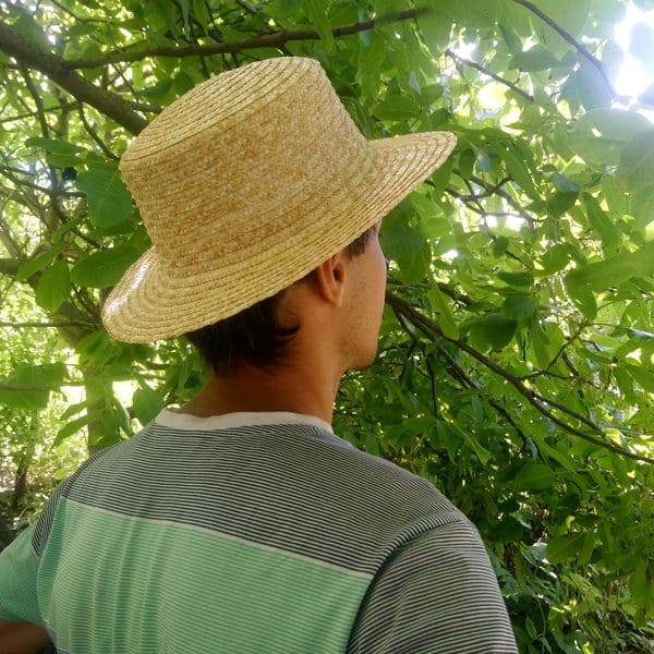 Чоловічий солом'яний капелюх канотьє (бриль) 