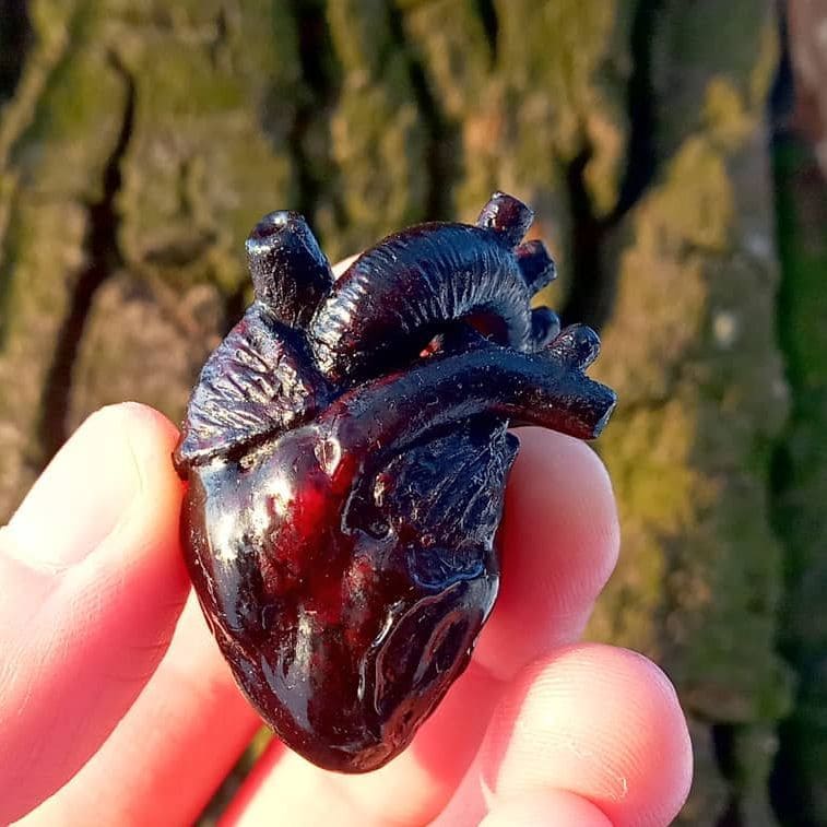Анатомічне серце з полімерної глини. Чорне 