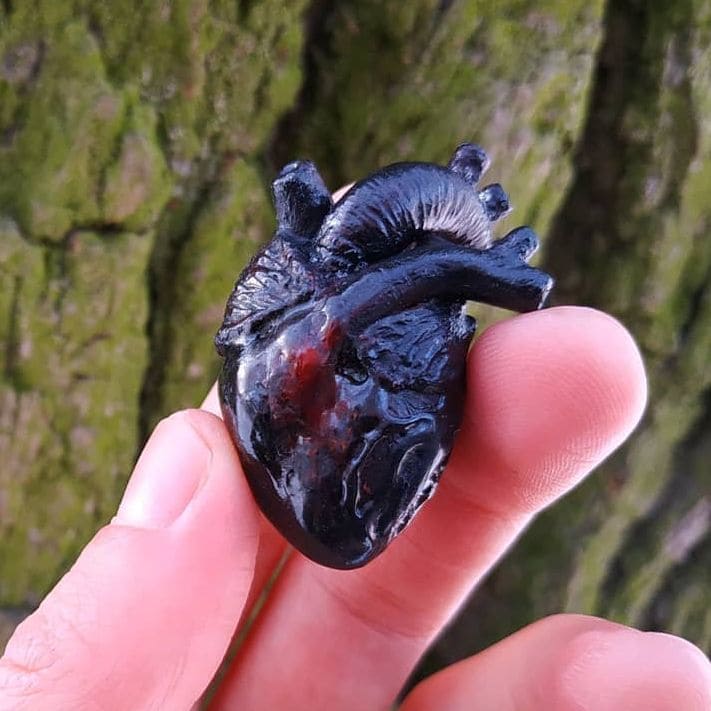 Анатомическое сердце из полимерной глины. Черное