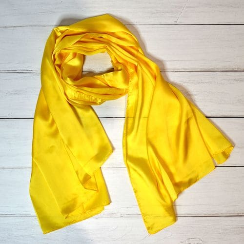 Желтый шелковый шарф платок 180x90 см