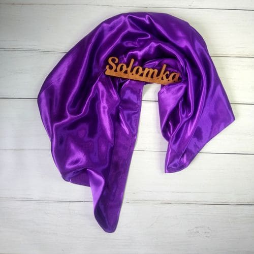 Шелковый квадратный шарфик женский фиолетовый 90x90 см