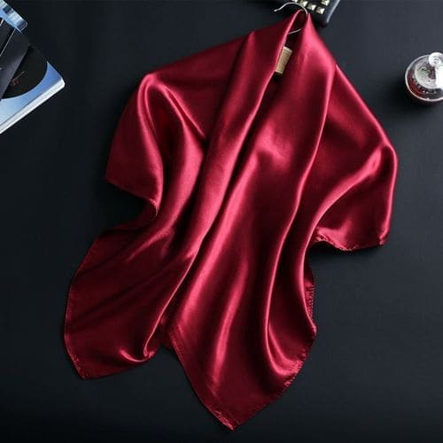 Квадратный шелковый шарф женский красный 90x90 см